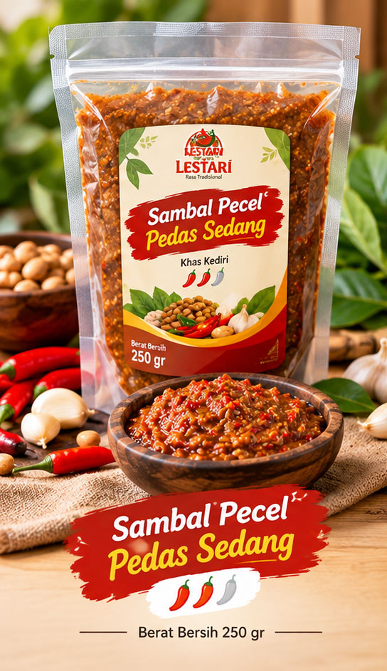 Sambal Pecel Ny Lestari Varian Pedas Sedang 250 gram